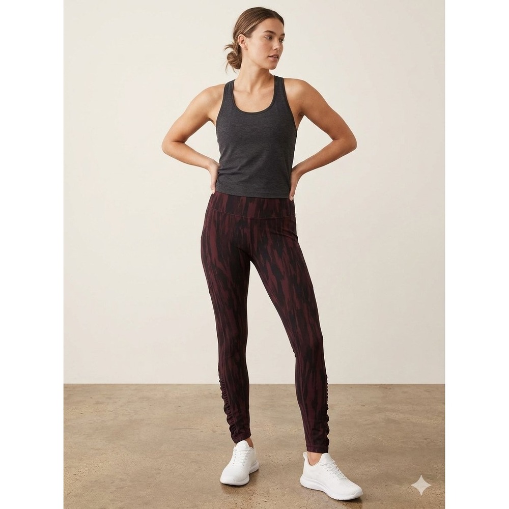 Lululemon Speed Up Tight 28 Cinched Leggings Maroon Black Abstract Size 4